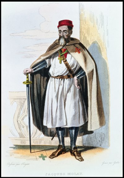 Ritratto di Jacques de Molay (c.1243-1314) Maestro dei Cavalieri Templari, illustrazione da 